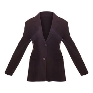 BLACK DIAMANTE DETAIL CUT OUT WAIST BLAZER